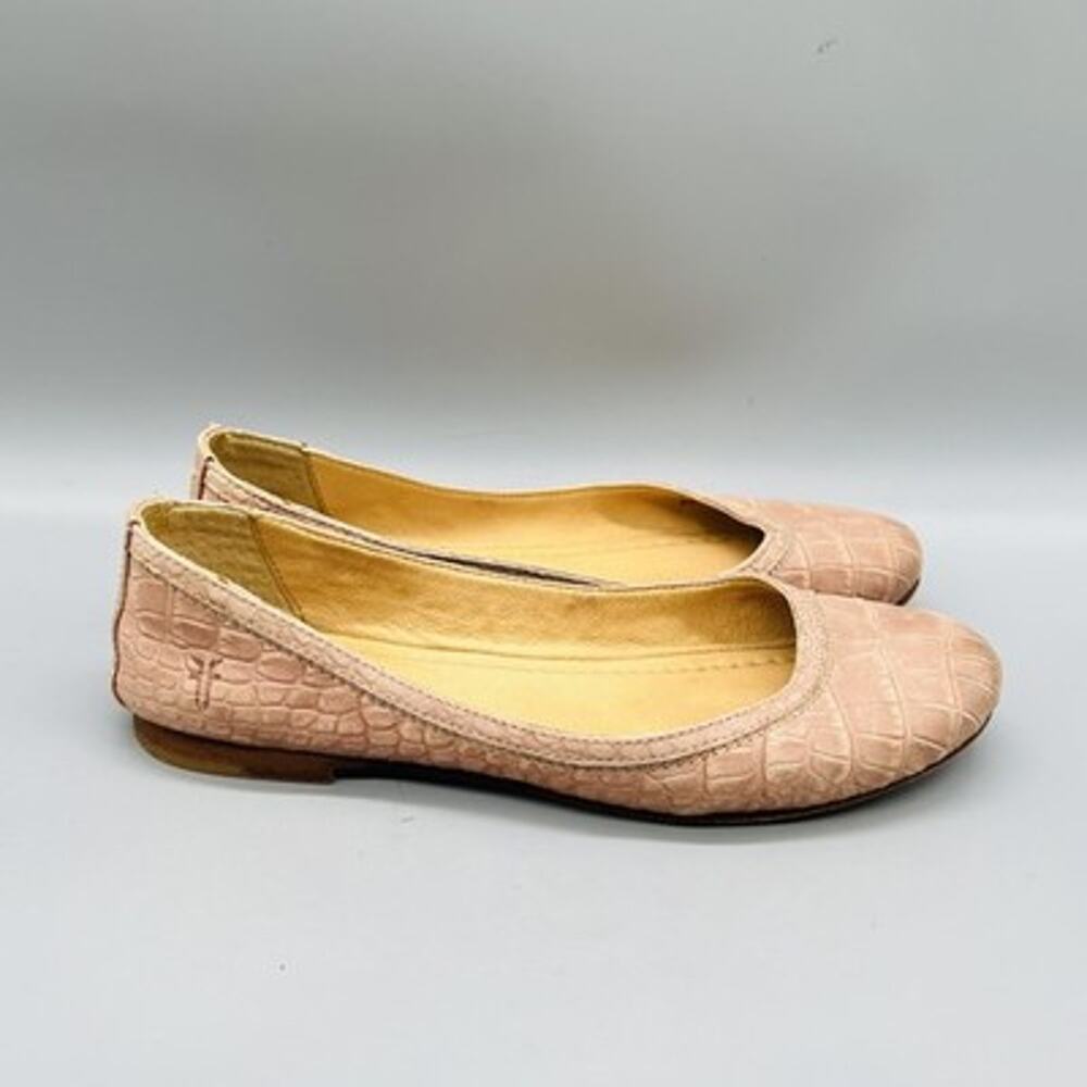 Frye Shoes Womens 8 Pink Croc Embossed Leather Ballet Flats Slip On Comfort